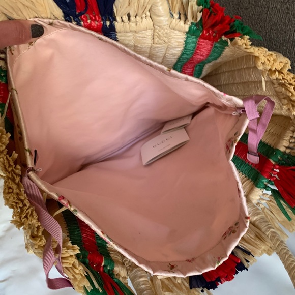 SOLD⛔️Authentic GUCCI STRAW LOGO LATGE TOTE/ REMOVABLE DRAWSTRING LARGE POUCH - Picture 9 of 16